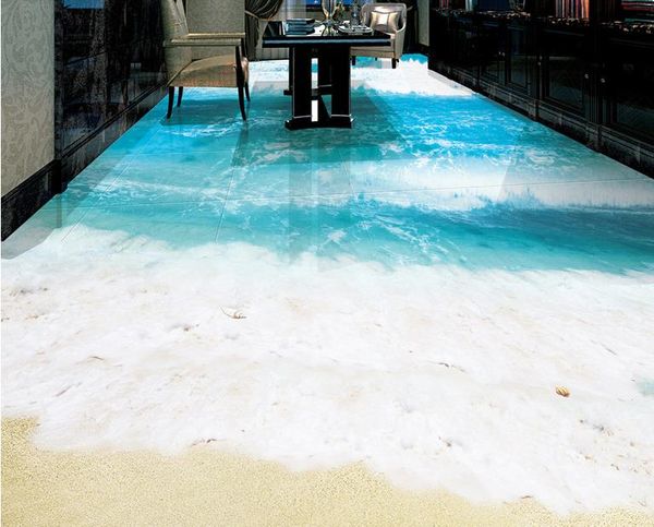 carta da parati per la camera dei bambini Bella spiaggia surf bagno 3D piastrelle per il pavimento wallpapers per soggiorno