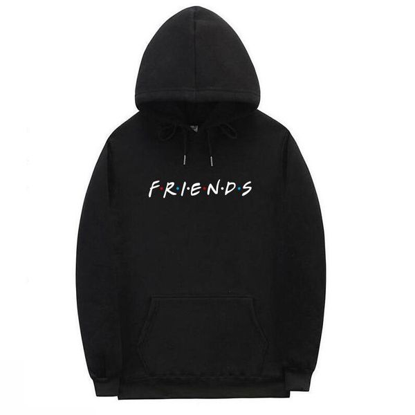 

friends tv show logo letter alphabet couple clothes boys man male autumn winter fleece hoodies, Black