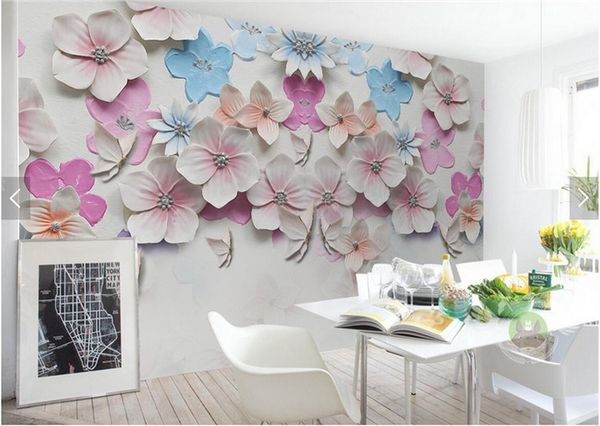 Téléchargement gratuit Images Embossed Peach Blossom Flower Murals Photo Wall Mural Wallpaper dernière salutations