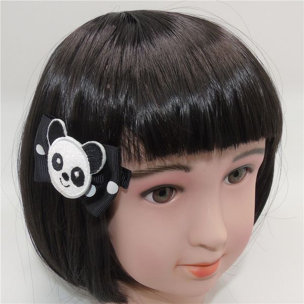 

10pcs/lot cartoon white and black panda bear hair clips no slip velour animal hairpin girls cutie princess gift