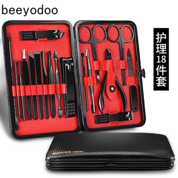 

18pcs/set stainless nail kit nail clipper nipper cutter scissors tweezers ear pick pedicure manicure set art tools