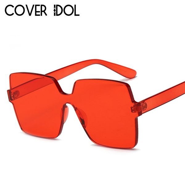 

2018 new fashion women flat sunglasses red frame rimless brand designer sun glasses eyewear candy color uv400, White;black