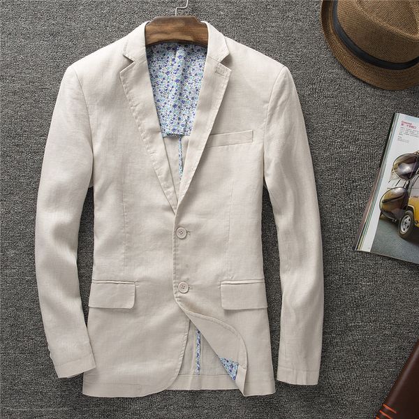 

cotton linen men business suit slim fit plus size solid color thin single breasted long sleeve male blazer jacket 2018 ds501, White;black