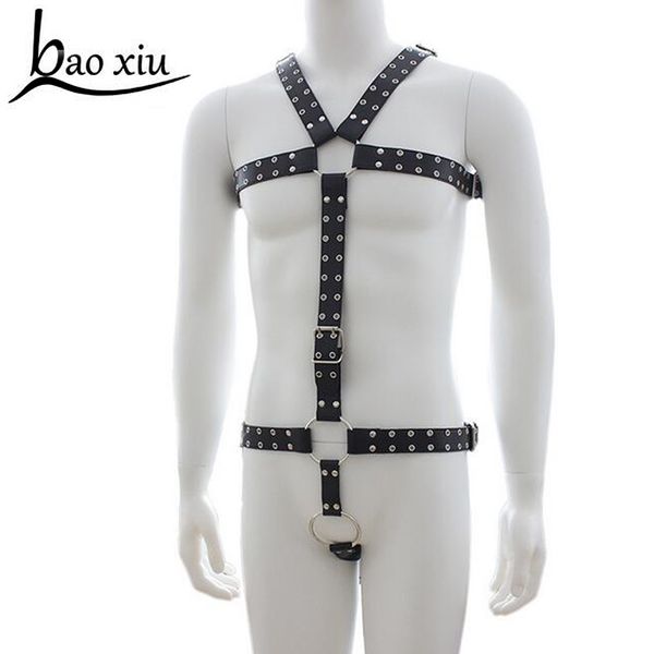 

leather harnesses men metal rivets punk bondage restraints body harness male belt for sale products leather belts, Black;brown