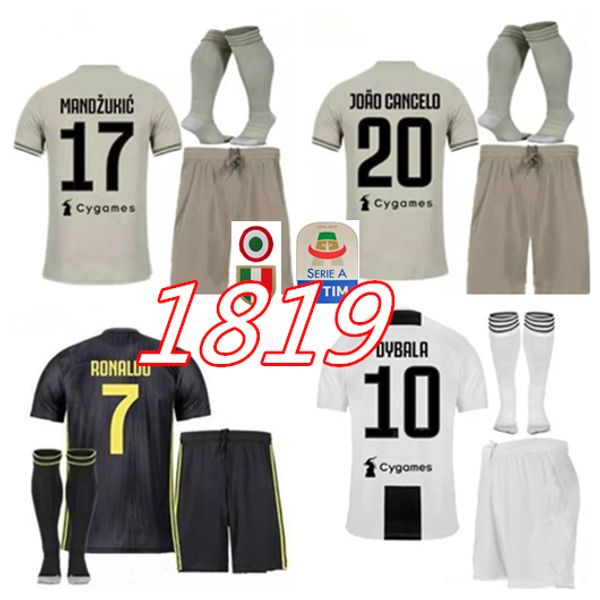 2019 18 19 Adult Kits Juventus Kits Soccer Jerseys 2018 2019 Dybala Ronaldo Soccer Jersey Kit Higuain Mandzukic Buffon Cr7 Football Shirts Unifom From