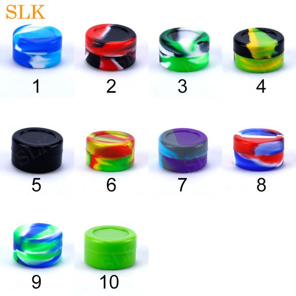 Rodada de Silicone Antiaderente Recipientes de Concentrado Jar Cores Misturadas Muito Frascos de Silicone Dab Para A Cera de Óleo Concentrado 5 ML