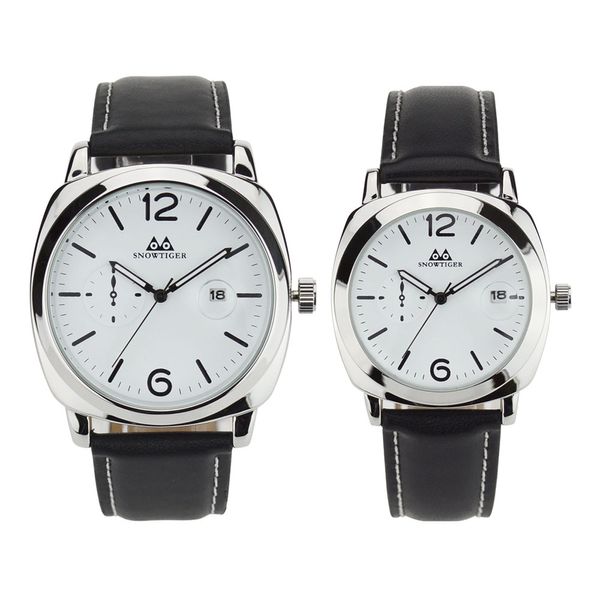 

casual watch pu leather clock date quartz watch couple lover watches for women men wristwatches quartz-watch relogio masculino, Slivery;brown
