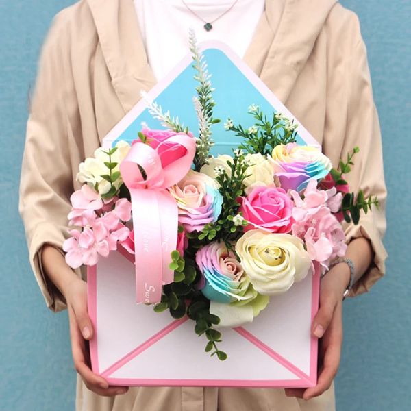 

35 * 24 * 8 см мини творческий конверт раза цветочная коробка розы украшения подарочная коробка цветочные упаковочные коробки для дома парти