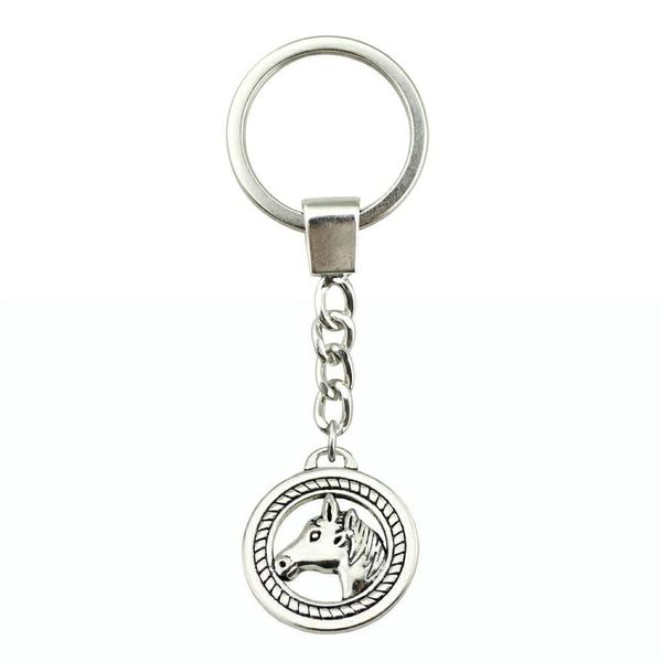 

6 pieces key chain women key rings couple keychain for keys double sided horse 25mm ysk-b11017, Slivery;golden