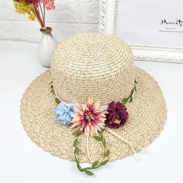 Summer Women Sun Hats Student Flower Decoration Straw Hat Outdoor
