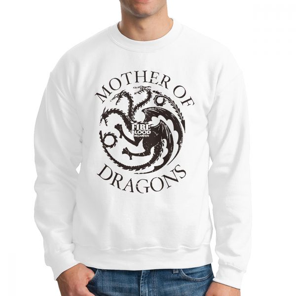 

mother of dragons blusa com estampa men sweatshirt crazy pure cotton crew neck pullover printed hoodie clothing, Black