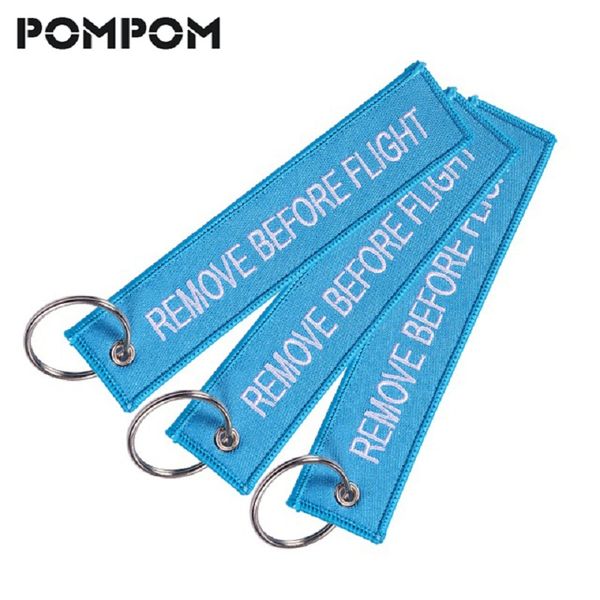 

remove before flight embroidery key fobs chains aviation gifts berloques important tag sky blue jewelry oem key chains chaveiro, Silver
