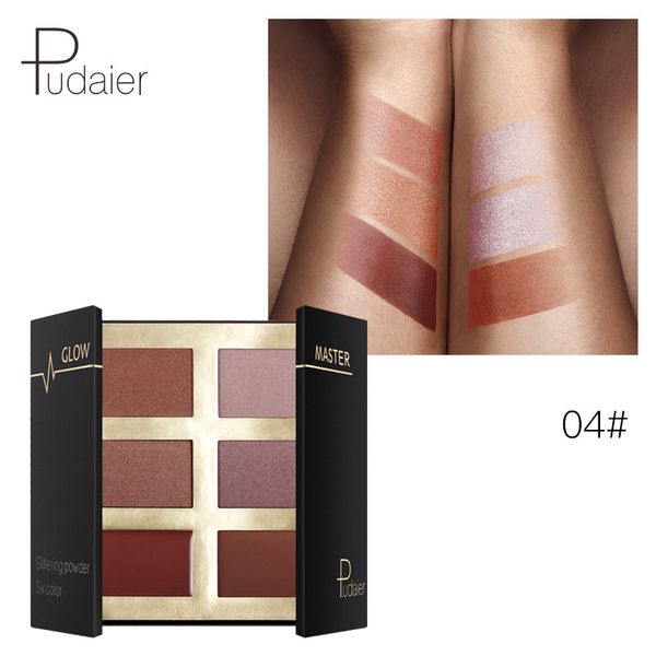 

pudaier high light repair disk 6 colors pressed glow repair glittering powder long lasting high gloss highlighter palette 2018