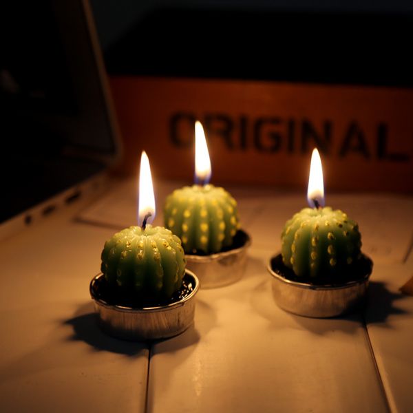 

creative cactus plants flickering flameless tea light flicker tea candle light party wedding candels home decoration