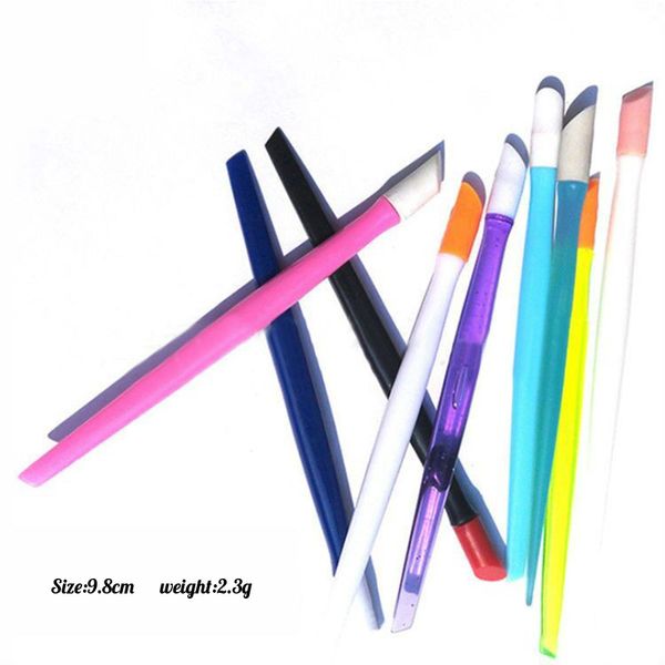 

2016 new 10pcs/lot 98mm soft nail cuticle pusher plastic rubber 8 colors available nail tools