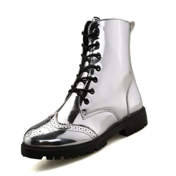 

fashion men casual brogue martin boots winter luxury botas hombre male timber ankle boot outdoor chaussure homme motorcycle shoe, Black