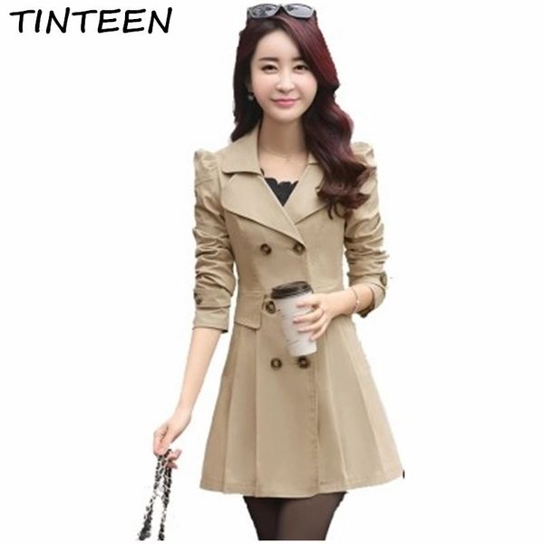

tinteen 2018 new spring new style trench coat middle long spring autumn loose thin style clothes chaquetas invierno mujer gc87, Tan;black