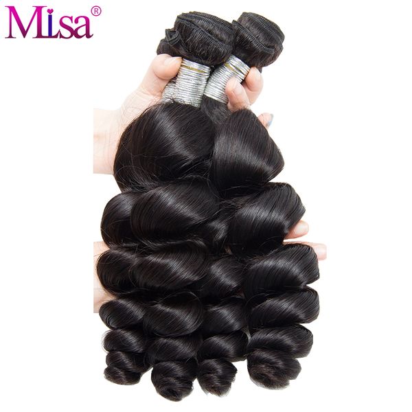 

mi lisa brazilian loose wave hair extensions 1 piece human hair weave bundles remy natural color can buy 4 or 3 bundles, Black;brown