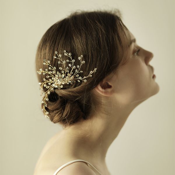 Nuovi accessori per capelli da sposa Pettine per capelli da sposa con cristalli Gioielli per capelli da donna Copricapo per feste # BW-HP834