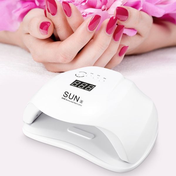 

sunx 48/54w uv led nail lamp dryer set gel polish curing light lcd display manicure auto sensing machine 36 leds with nail tools