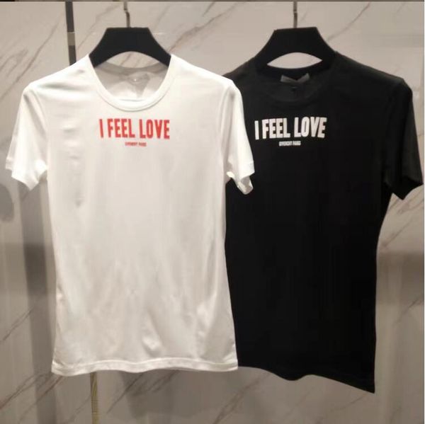 

Fashion High Quality Box Logo Summer Fashion White black i feel love T-shirt Top Men Women Sport Cotton T Shirt Casual Tee