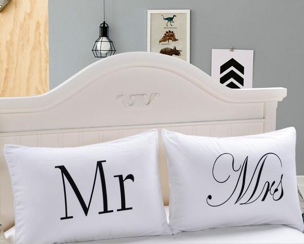 

eco-friendly mr and mrs pillow case couple pillow shams for him or her christmas romantic anniversary wedding valentine's gift