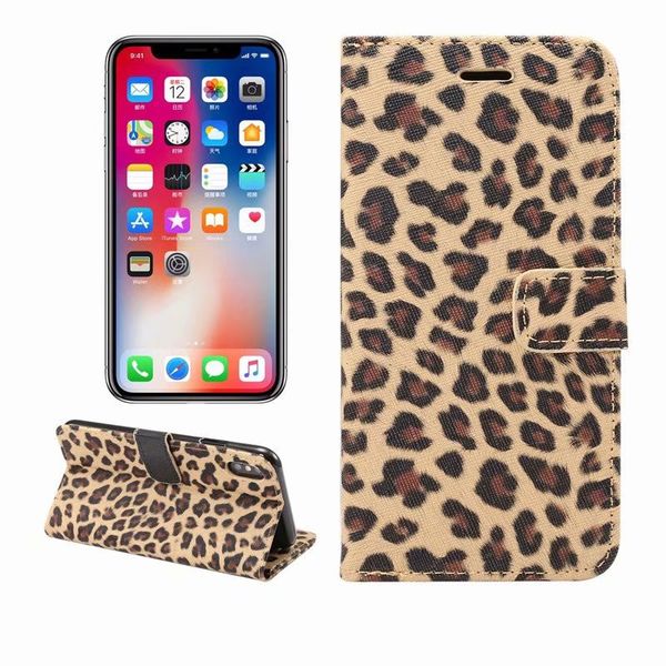 

leopard print leather case for iphone xs max 6.5 inch wallet flip stand cover carcasas with card slot mobile phone bags