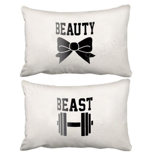

novelty beauty and beast couple pillow case cover set funny wedding engagement bedding gifts his beauty her beast matching sham