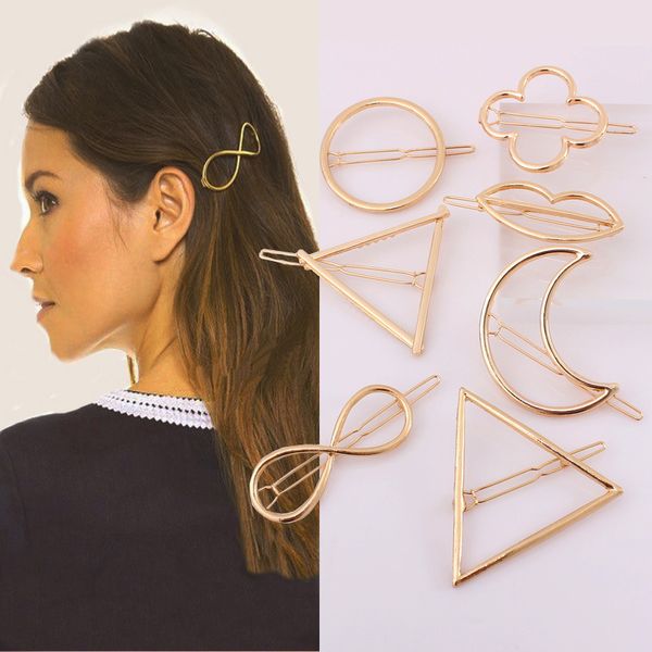 

fashion women gold silver geometry triangle hairpin hair clip hair accessories, Golden;white