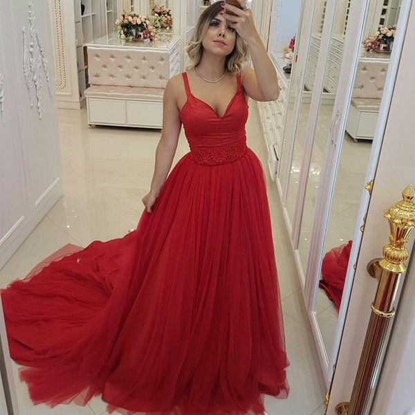 

2019 prom dresses spaghetti straps beaded waist zipper back a-line evening party gowns long formal dress red dark navy custom made, Black
