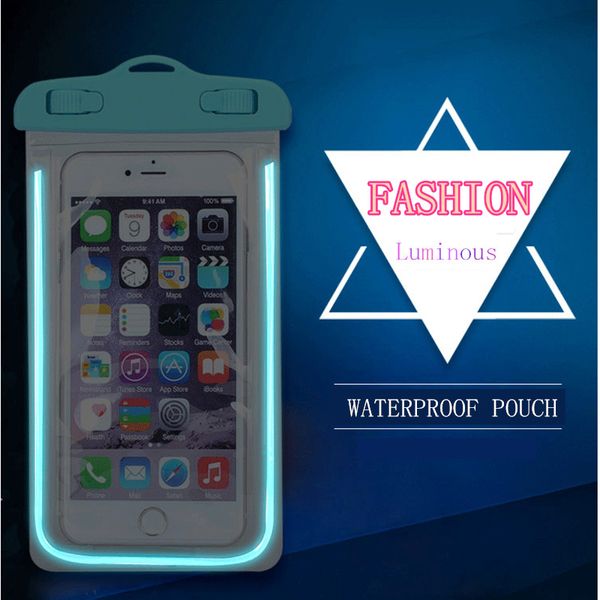 

new outdoor travel swim package luminous waterproof bag underwater pouch phone case for iphone x 8plus 7plus for galaxy s9+ s8 note 8