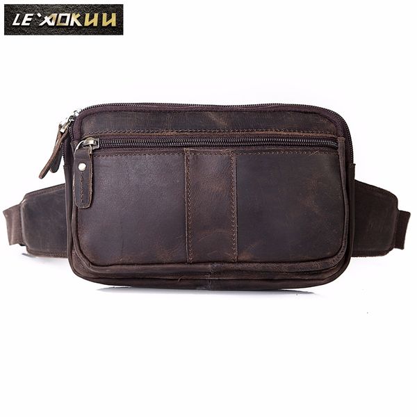 

quality leather men casual fashion travel crossbody waist belt sling bag cowhide design 7" phone cigarette case pouch 342d