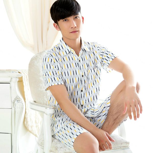 

new arrival summer mens pajamas shorts suit pajama sets cotton sleepwear set men's sleepweare lounge, Black;brown