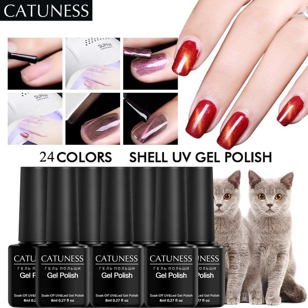

catuness lucky for chameleon manicure printing magnetic 3d cat eye glitter uv gel polish semi permanent strong board lacquer, Red;pink