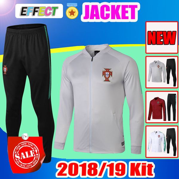 

RONALDOO National Team soccer jacket Kit 2018 CR7 World Cup full zipper Survetements Maillot de foot training Football Red white Sets