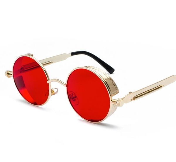 Yuvarlak Metal Güneş Gözlüğü Steampunk Erkek Kadın Moda Gözlük Retro Vintage Sunglass UV400