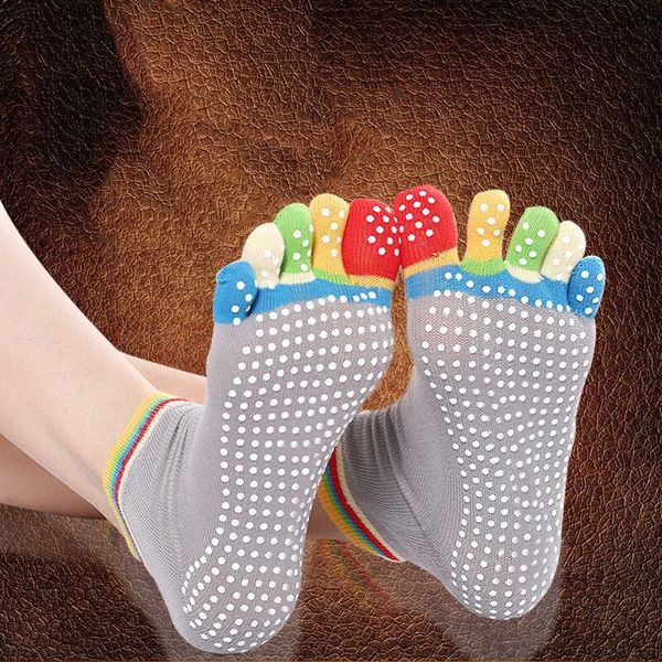 

women socks deporte girl five fingers sock cotton gimnasio non slip massage toe chaussettes full grip female toe sock calcetines, Black