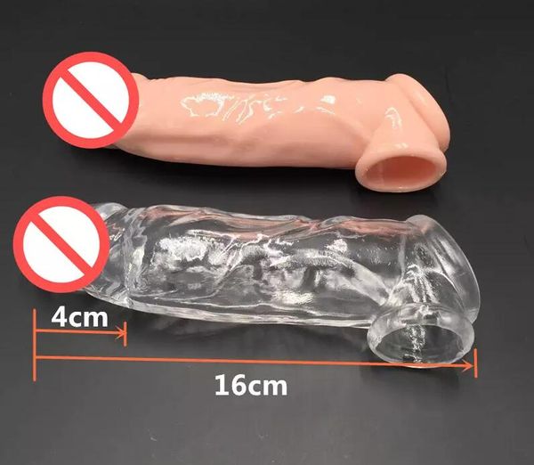 silicone Cockrings manica del cazzo con scroto anello estensore del pene ingrandire 1 cm, aumentare 4 cm, artefatti sessuali giocattoli del sesso per gli uomini