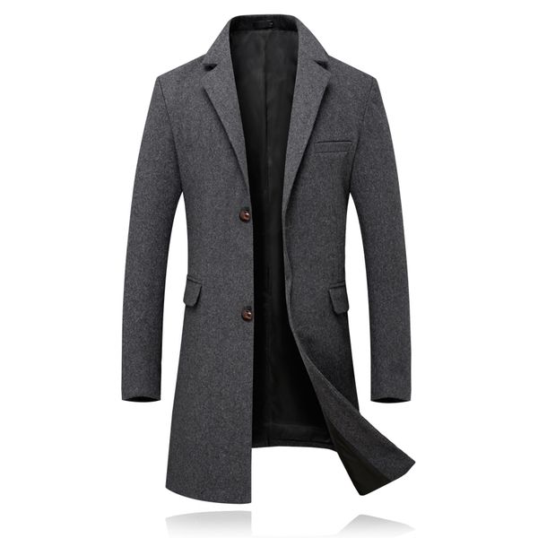 

new trench coat men luxurious jacket mens overcoat casual slim fit windbreak solid long wool coat male fashion winter coats, Black