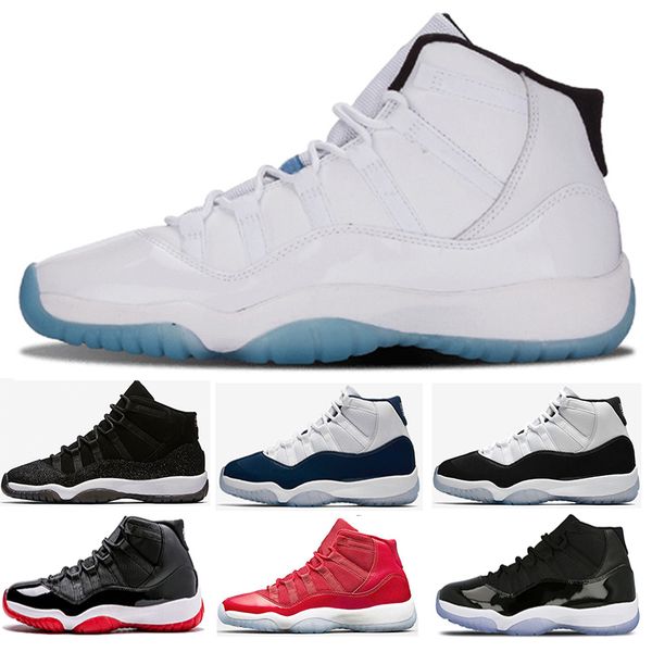 

wholesale 11 prom night gym red midnight navy black stingray bred concord space jam shoes 11s mens womens kids basketball sneaker size 36-47