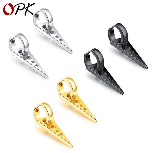

fashion lmikni korea triangle titanium steel earrings for women album earrings men jewelry, Golden;silver