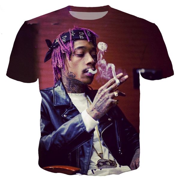 

новые мужчины / женщины 3d футболка певица wiz халифа печати с коротким рукавом смешные футболки harajuku фитнес повседневная топы рубашка u, White;black