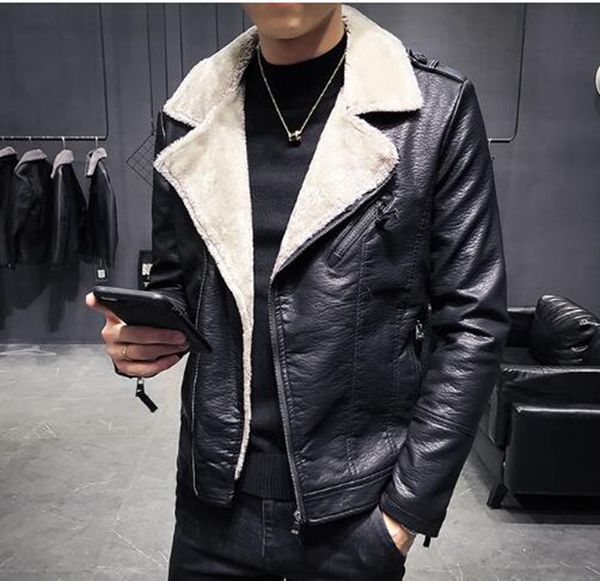 

men's autumn and winter fashion leisure new boutique xieshen personality handsome trend business with a washing fur coat / l-4xl, Black
