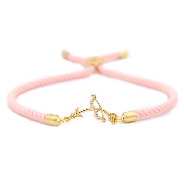 

poshfeel crystal gold arrow charms women bracelet adjustable pink rope chain pulseras mbr180277, Golden;silver
