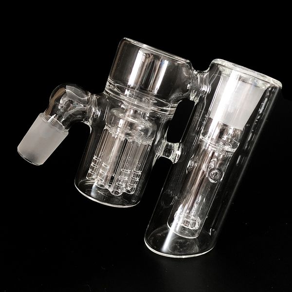 Grosso Duplo Perc Ashcatcher Tubos de Água de Vidro Ash Catcher 8 Braços Câmara de Árvore Precooler Reciclador inebriante soprado 14mm 18mm dab bongs