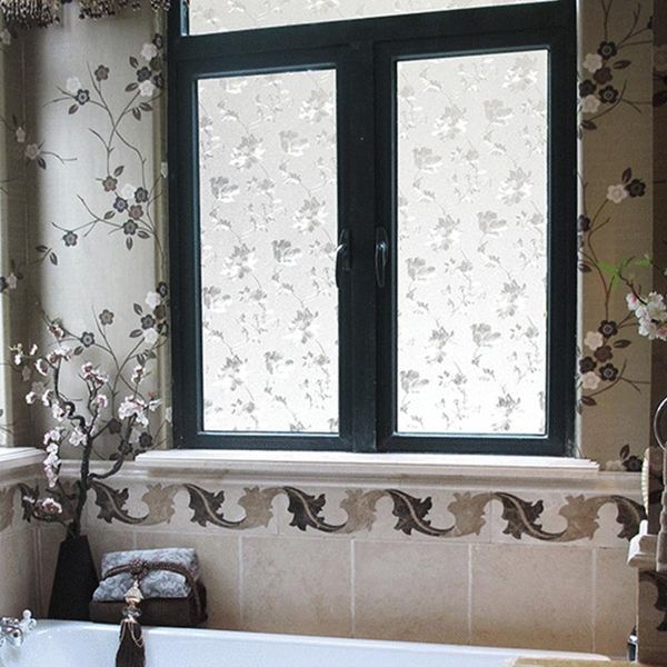 

45 * 100 hibiscus flower glass paste the family living room bedroom elegant white pvc wall sticker