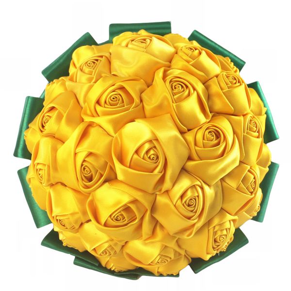 Acheter Personnalisé Jaune Vert Rose Fleurs Bouquet à La Main De Mariage Fleurs Bouquet Simple Demoiselle Dhonneur De Mariée Fleur Holding W2796 De