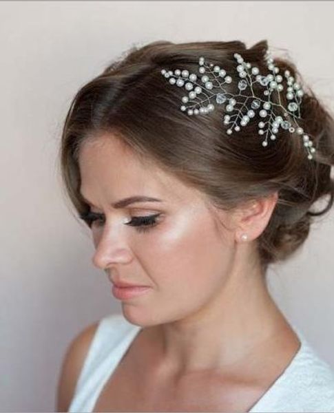 2019 European And American Tiara Flower Crystal Pearl Handmade