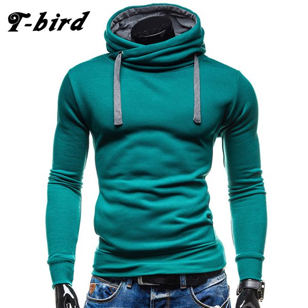 

t-bird hoodies men brand solid color turtleneck pullover moletom masculino 2018 autumn hoodie sweatshirt slim fit men hoody xxl, Black