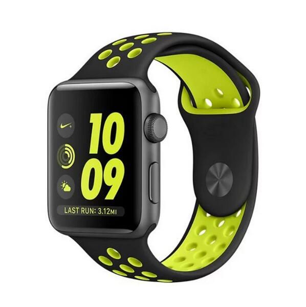 

silicone sport strap band 42mm 38mm bracelet sport wrtist 3 2 1, Black;brown